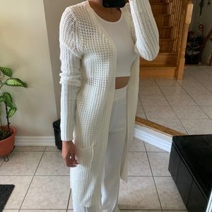 White Knit Long Cardigan